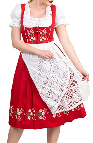 Dirndl Trachten Haus ドイツ衣装 ロング ３点セット パーティー オクトーバーフェスト ウェイトレスドレス US サイズ: 8 カラー: レッド