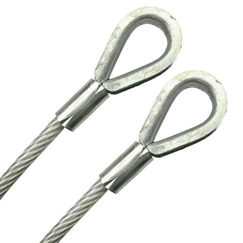 PSI カスタムカットケーブルワイヤーロープ 1-300フィート 亜鉛メッキスチールまたはステンレススチール304。 各直径サイズ 1/16インチ、3/32インチ、1/8インチ、3/16インチ。, 145ft Double Loop Thimble 7x1