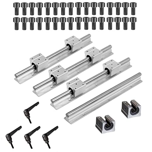 Coavoo SBR12-70.87インチ/1800mm リニアレール4個 + 12mm SBR12UU ベアリングブロック8個 12mm リニアモーションスライドガイドレール ボールベアリングスライドブロック付き 高耐久 CNCキット