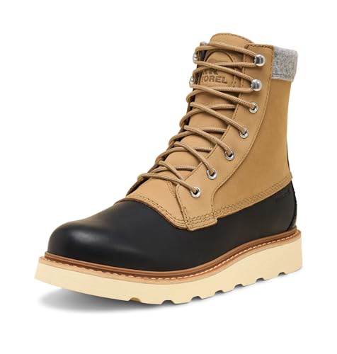 Sorel メンズ Slabtown 62フィート カリブー 防水ファッションブーツ, Caribou Buff/Black, 10.5