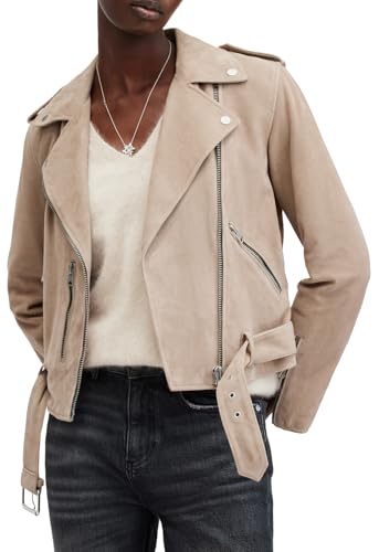 AllSaints レディース スエード バルファーン バイカー, ウォームトープグレー, 10