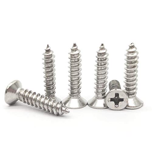 M4x20mm フラットヘッド 木製セルフタッピングステンレススチールスクリュー フィリップスヘッド セルフドリル 100個