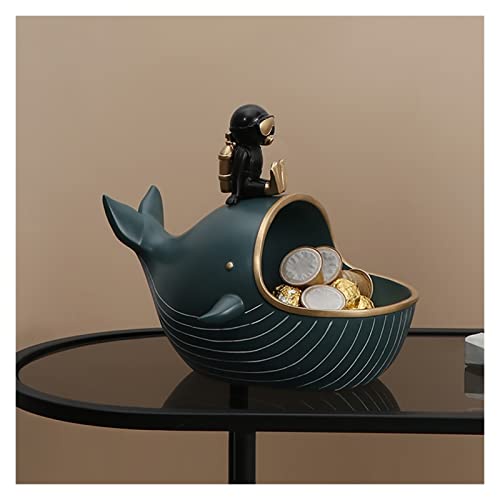 DJFKDYHPE ジュエリーストレージオーガナイザー クリエイティブ樹脂像 動物 クジラ 置物 キーストレージホルダー デスクトップ キャンディディッシュオーガナイザー ホームデコレーション用 (グリーン)