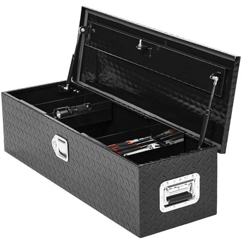 30インチ 高耐久 アルミニウム ダイヤモンドプレート ツールボックス ピックアップトラック 荷台 RV トレーラー ツールボックス 防水 正方形 収納オーガナイザー サイドハンドル ロック 鍵付き 30インチ x 13インチ x 13インチ シルバー