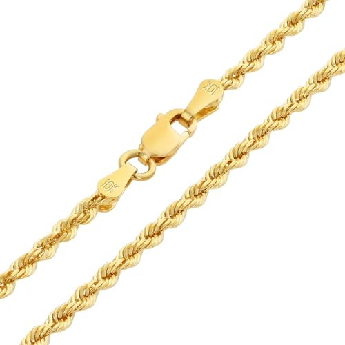 Nuragold 10K イエローゴールド 2mm ロープチェーン ダイヤモンドカット ペンダントネックレス レディース メンズ ジュエリー 16インチ 18インチ 20インチ 22インチ 24インチ 26インチ 28インチ 30インチ, ゴールド, 偽