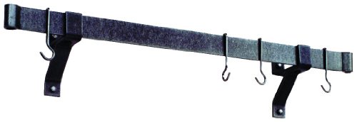 Enclume Premier 54-Inch Rolled End Bar, Wall or Ceiling, Pot Rack, Use with Wall Brackets or Captain Hooks, Hammered Steel by En