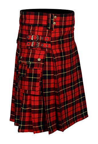 Tartan ユーティリティキルト メンズ 8ヤード 13オンス 様々なスコットランドのタータンをご用意, ウォレス, 36 Regular