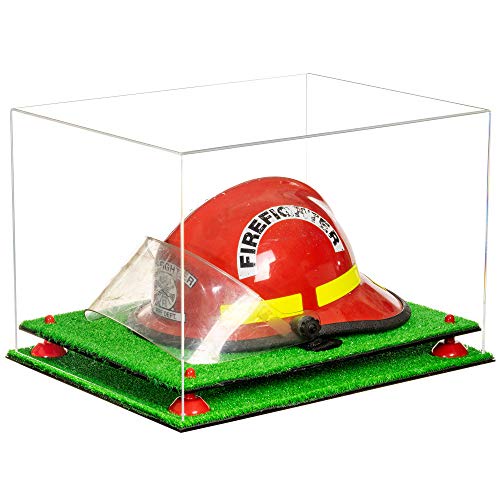 Better Display Cases アクリル万能ディスプレイケース - 大きな長方形ボックス クリアケース レッドライザーと芝生ベース 18インチ x 14インチ x 12インチ (A014/V60)