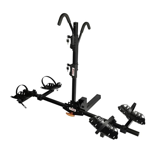 Extreme Max 5001.6412 ヒッチマウント ロック 調節可能 自転車ラック スチールホイールトレイ付き 傾斜可能 折りたたみ式 2インチのレシーバーに適合