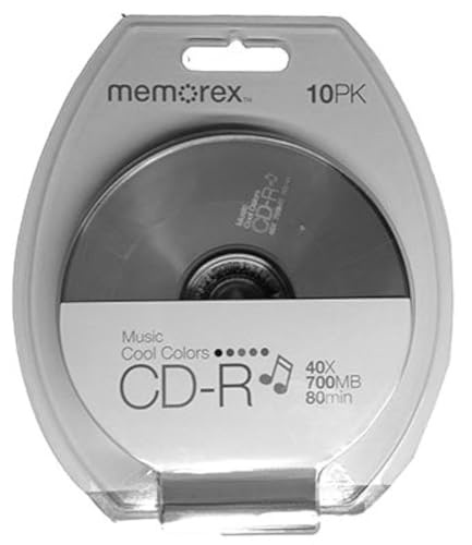 Memorex Cool Colors 10-Pack 40x CD-R Disc Blister - Multicolor