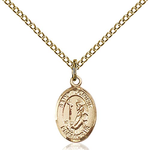 Bonyak Jewelry St. Dominic de Guzman ハンドクラフト オーバルメダルペンダント 14カラットイエローゴールド充填, 金属