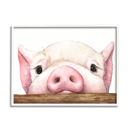 Stupell Industries スイート ピンク 豚 休息 鼻 農場 動物 イラスト ジョージ・ディアチェンコによるデザイン