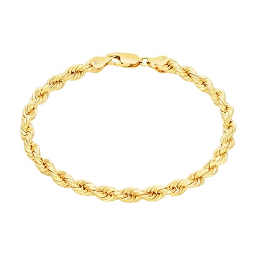 Nuragold 10K イエローゴールド 5mm ロープチェーン ダイヤモンド 