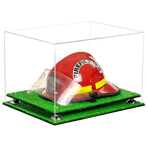Better Display Cases アクリル万能ディスプレイケース - 大きな長方形ボックス クリアケース シルバーライザーと芝生ベース 18インチ x 14インチ x 12インチ (A014/V60)