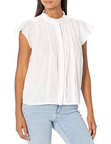 Lucky Brand レディース フラッタースリーブ クルーネック ポエット トップ US サイズ: Small カラー: ホワイト