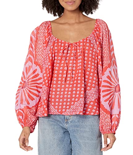 Free People Elena プリント, ファイアリーレッドコンボ, X-Small