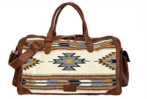 American Darling Tonal Aztec デザイン ダッフルバッグ ADBG605F、ホワイト, ホワイト