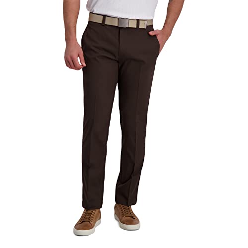 Haggar メンズ クールライト パフォーマンス フレックス ソリッド ストレートフィット フラットフロントパンツ US サイズ: 30 Wx 32 L カラー: ブラウン