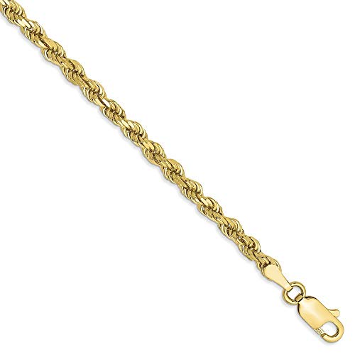 Roy Rose Jewelry 10Kイエローゴールド 3mm ハンドメイド ダイヤモンドカット ロープチェーンブレスレット 長さ8インチ