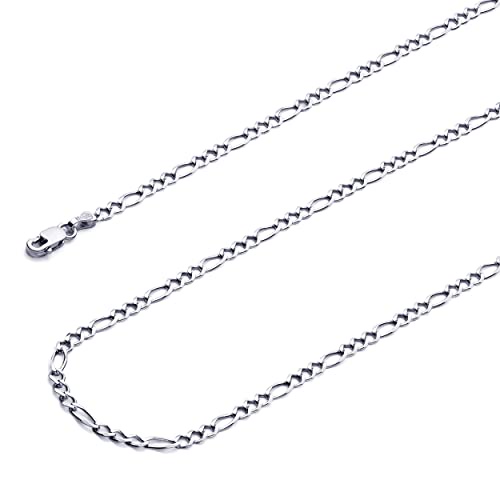 Wellingsale 14 Kホワイトゴールド2.5 MM Polished Figaro 3 + 1 Concaveチェーンネックレス