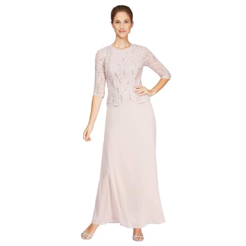 Alex Evenings レディース ロングモックドレス フルスカート付き (プチとレギュラーサイズ) US サイズ: 16 Petite カラー: ピンク