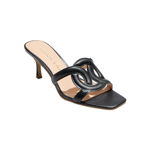Jack Rogers レディース ドブソン キトン ヒール レザー ヒール サンダル, ブラック, 9