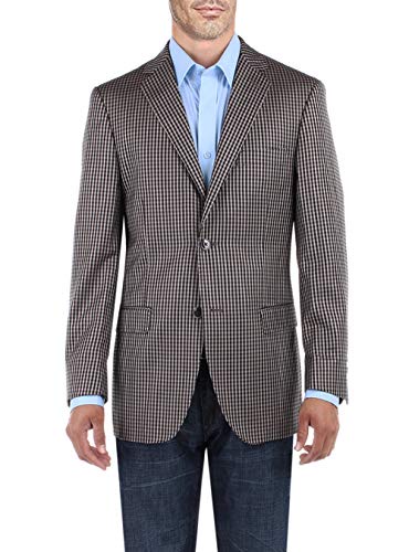 DTI BB Signature メンズ ドレススーツ ジャケット 2つボタンチェック モダンフィット ブレザーコート US サイズ: 42 Long US / 52L EU カラー: ベージュ