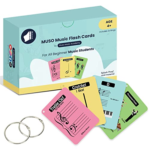 MUSO 音楽フラッシュカード 初心者音楽学生向け 視力向上 ピアノ バイオリン チェロ フルート用 子供&大人用 (標準版)
