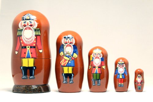 くるみ割り人形兵士 5ピース ロシアの木製入れ子人形 マトリョーシカ積み重ね人形