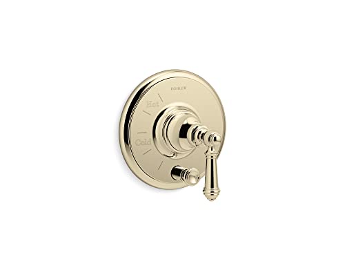 Kohler T72768-4-AF Artifacts Rite-Temp 圧力バランスバルブトリム プッシュボタン切替弁とレバーハンドル付き 鮮やかなフレンチゴールド