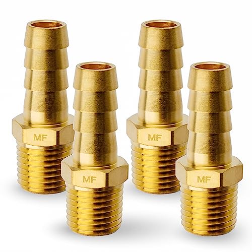 MAACFLOW MAACFLOW 真鍮 1/4インチ オス NPT から 3/8インチ ホース ID バーブ バーブ ホース フィッティング アダプター コネクター (4個パック)