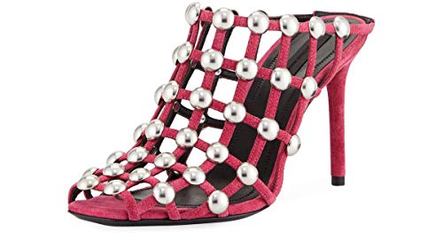 Alexander Wang Sadie スタッドスエードケージミュールサンダル, フューシャ(Fuschia), 6.5