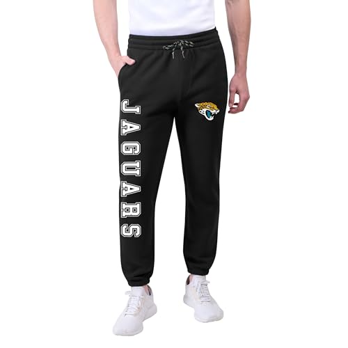 NFLメンズジョギングパンツ アクティブなベーシックフリーススウェットパンツ チームロゴ付き ダーク M ブラック