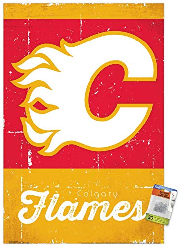 NHL カルガリーフレームズ レトロロゴ 13 ウォールポスター プッシュピン付き