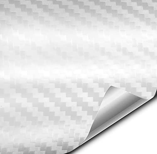 VViViD+ プレミアムカーボンファイバービニールラップフィルム White, 25ft x 5ft ホワイト vv+blkcrbnfbr_wht25x5
