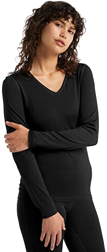 Icebreaker メリノ レディース 200 オアシス 長袖 Vネック シャツ US サイズ: Large カラー: ブラック