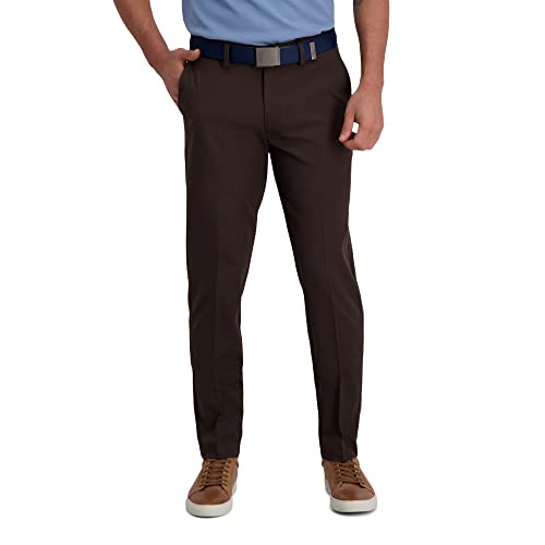 Haggar メンズ クールライト パフォーマンス フレックス ソリッド スリムフィット フラットフロントパンツ US サイズ: 36 Wx 34 L カラー: ブラウン