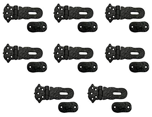Adonai Hardware 「Paran」 高耐久 アンティーク 鋳鉄 安全ロック 留め金 ホッチキス (4インチ x 8個パック) マットブラック ヴィンテージパイレーツ トレジャーチェスト トランク 木製ジュエリーボックスケース 家具や小屋用