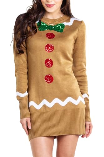Tipsy Elves レディース ジンジャーブレッドセータードレス - ブラウン アグリークリスマスセータードレス US サイズ: Medium カラー: ブラウン
