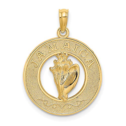Jewelry Stores Network 14K イエローゴールド ジャマイカ ワードと巻き貝 ラウンドペニーサイズ ペンダント 19mm x 19mm