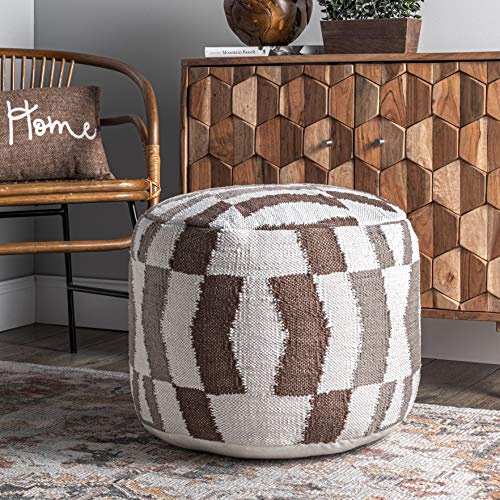 nuLOOM Vienna Herringbone Filled Ottoman Pouf
