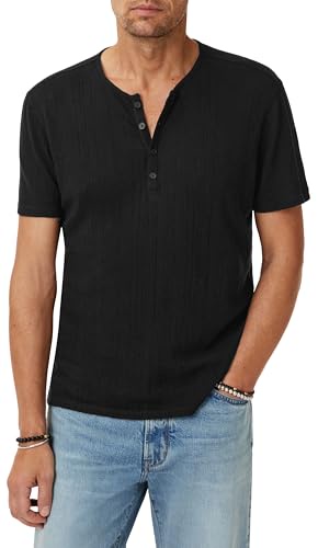 John Varvatos メンズ Ciel Henley、ブラック