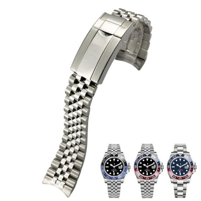 CZKE 20mm 腕時計バンド ロレックスストラップ GMT Master II リストウォッチバンド ブレスレット ジュビリー オイスタークラスプ付き 904L ソリッドステンレススチール腕時計バンド