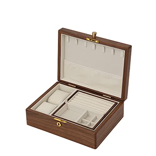 RIFWOVE 女性用ジュエリーボックスオーガナイザー、ロック付きジュエリーボックスアクセサリーボックス、25x19x9cm、二層、ベルベットクロス、ジュエリーのお手入れ、女性用ネックレス/リング/イヤリング/ブレスレット、女性用ギフト
