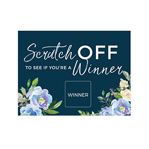 Andaz Press ネイビーブルーアジサイフローラルガーデンパーティーウェディングコレクション、ブライダルシャワーゲームスクラッチカード、30枚パック