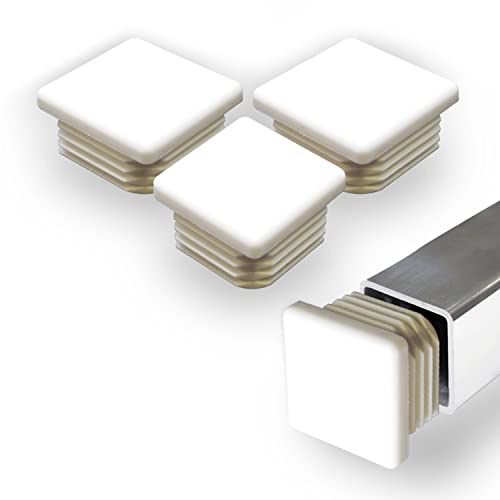 Prescott Plastics 1.5インチ 正方形プラスチックプラグインサート (4パック) ホワイトエンドキャップ メタルチューブ フェンス グライドインサート パイプポスト 椅子 家具用