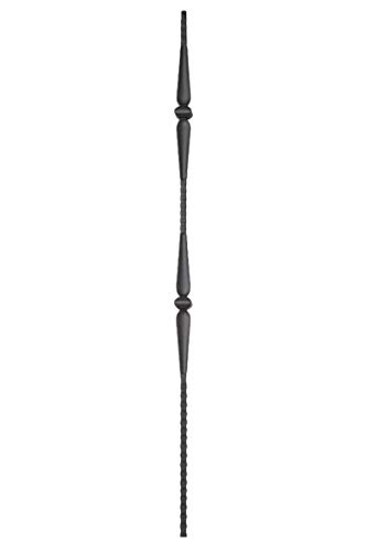 Iron Balusters - スプーン付きゴシック鍛造ダブルナックル - ホロー - 高さ44インチ - 5/8インチ - 10個入りボックス (T-42 サテンブラック) ブラック