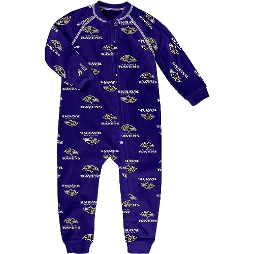 Outerstuff 幼児用 パープル ボルチモア・レイブンズ 全面プリント ラグラン フルジップ スリーパー
