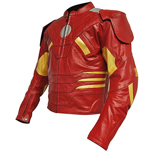 ClassyakメンズIron Man Biker Realレザージャケット US サイズ: 6L カラー: レッド