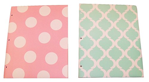 Carolina Pad Studio C Set of 2 Poly Folders Pattern Play (Pink Polka Dot, Green and White Design)
